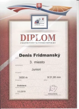 Majstrovstvá Slovenska v atletike 2019 – bronz pre Denisa Fridmanského