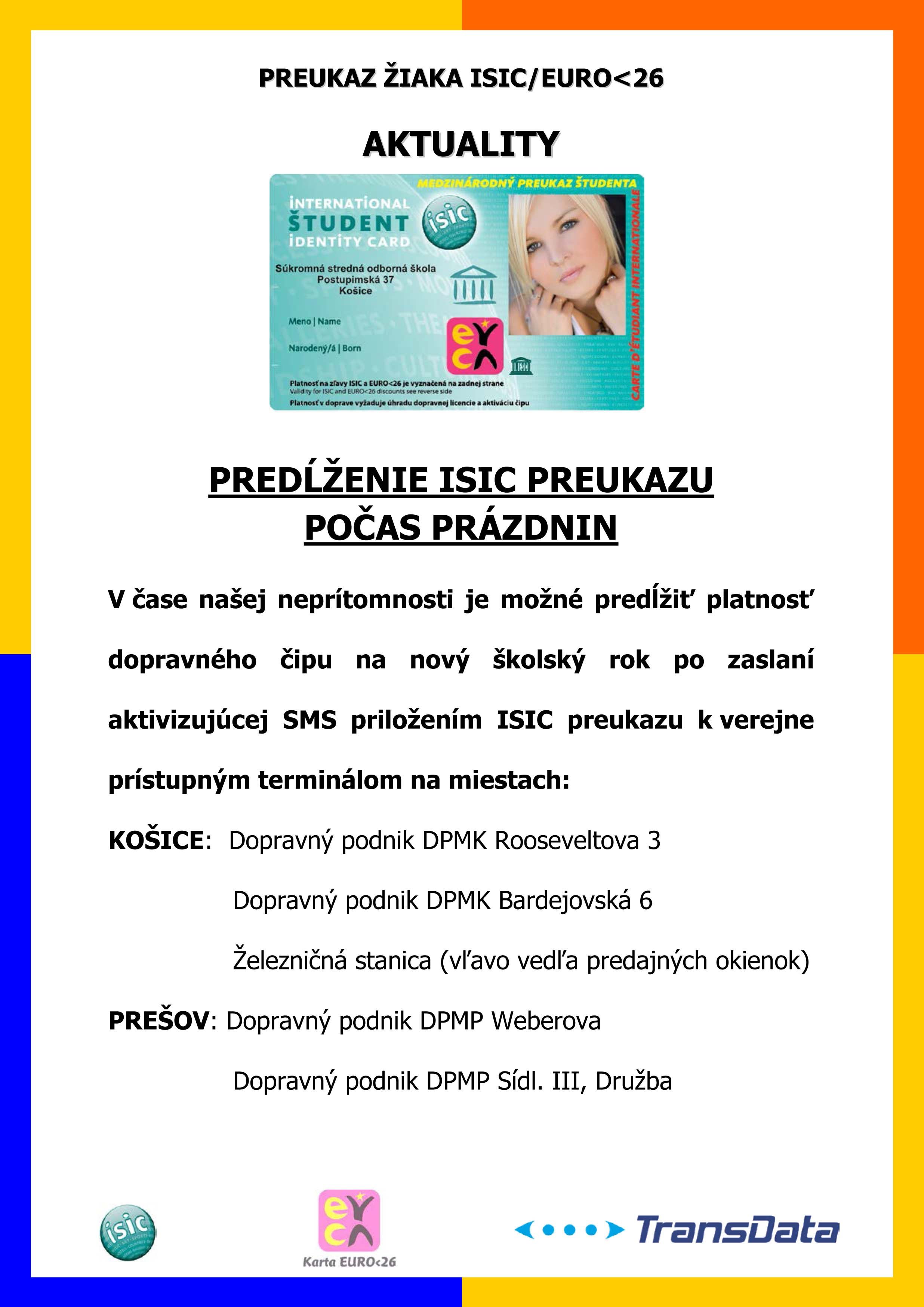 Informačný obrázok k preukazu ISIC